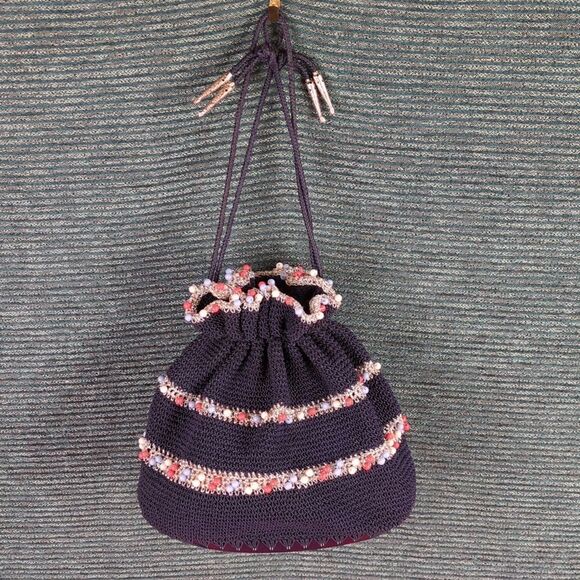 Vintage 40s or 50s Beaded, Crocheted  Handbag, With Authentic Era Accessories - Picture 2 of 15